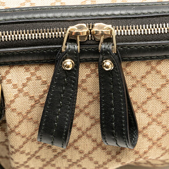 Gucci Diamante Sukey Handbag Beige Tan Black Canvas Leather - Picture 4 of 9